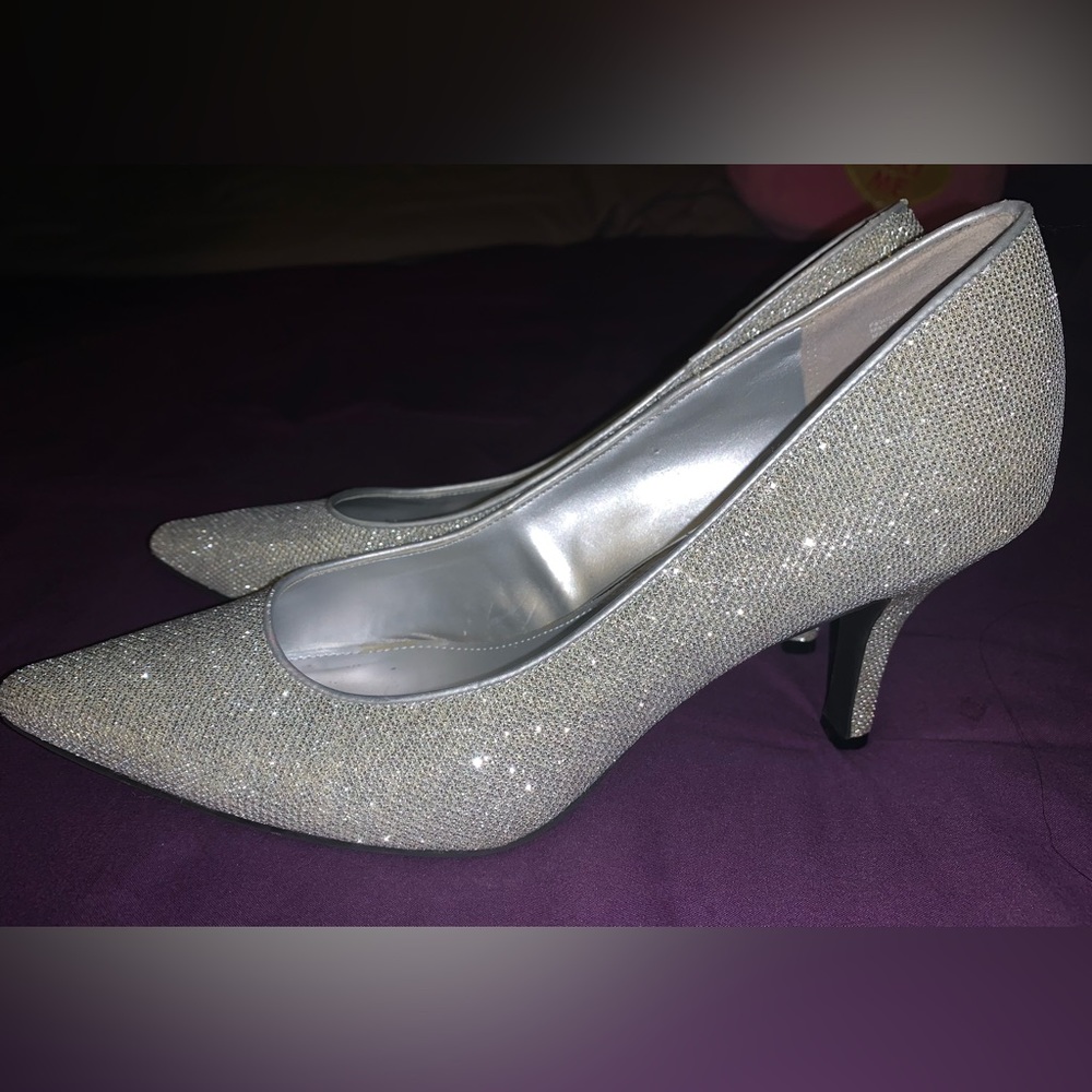 Fiona Glitter Shiny Heels and Clutch